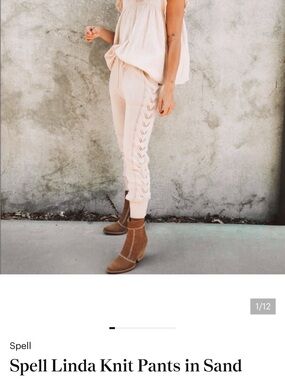 Spell and the gypsy Cream Linda Knit Track Pants with Side Cable Detail